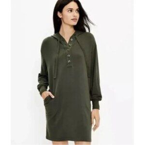 New Lou&Grey Signature Soft Harvest Green Lounge Hoodie Dress Side Pocket P5062